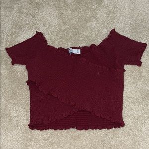 Holllister Dark Red Off the shoulder crop top